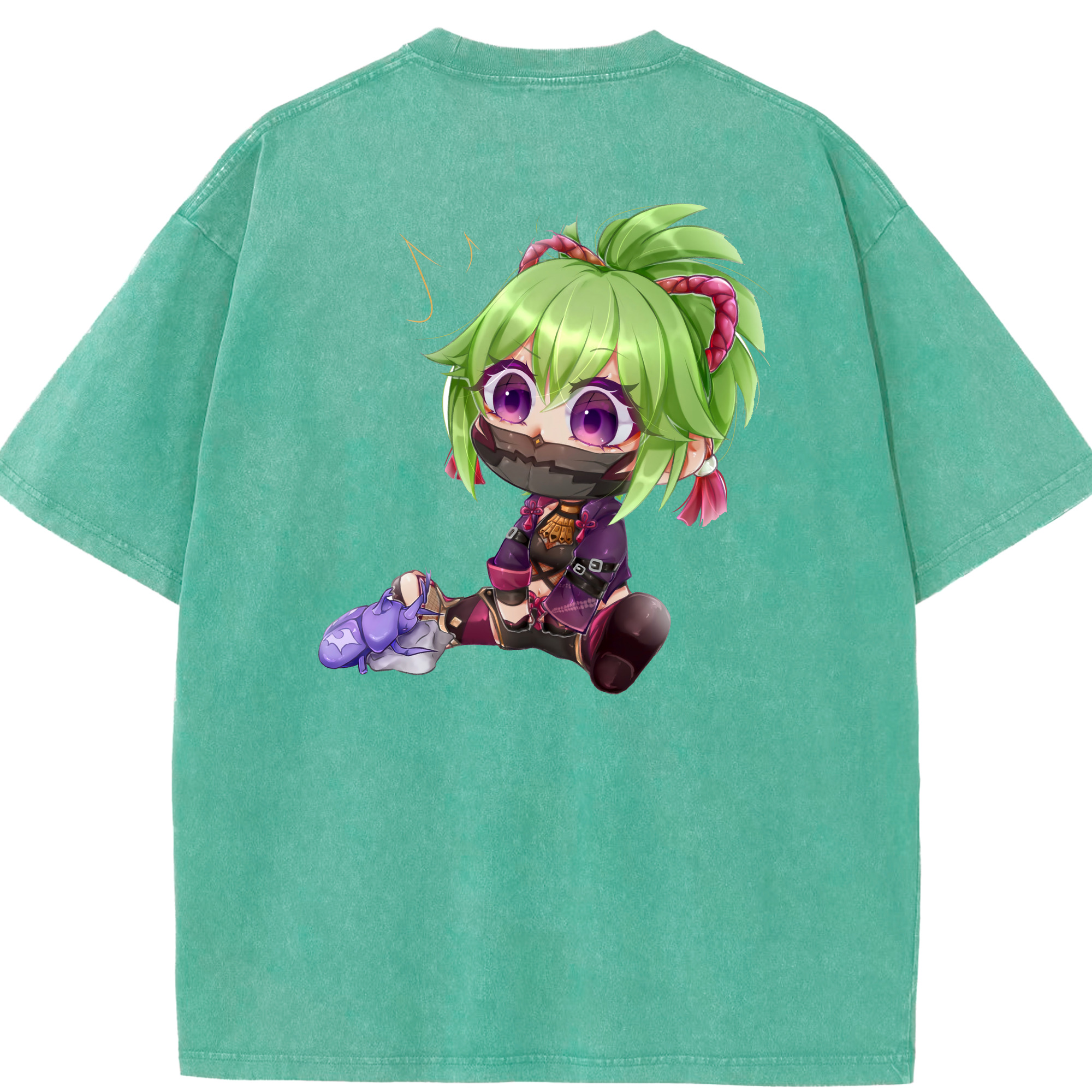 げんし神  久岐忍 くき しのぶ genshin Kuki Shinobu 綿100% ヴィンテージ風 半袖Tシャツ（背面プリント）